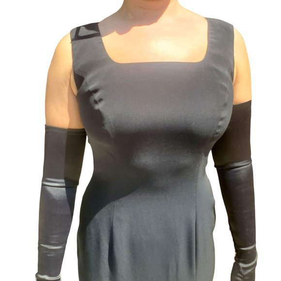 Vintage Black Montage by Mon Cheri Square-Neck Slim-Cut Gown Size 4 - Picture 6 of 16